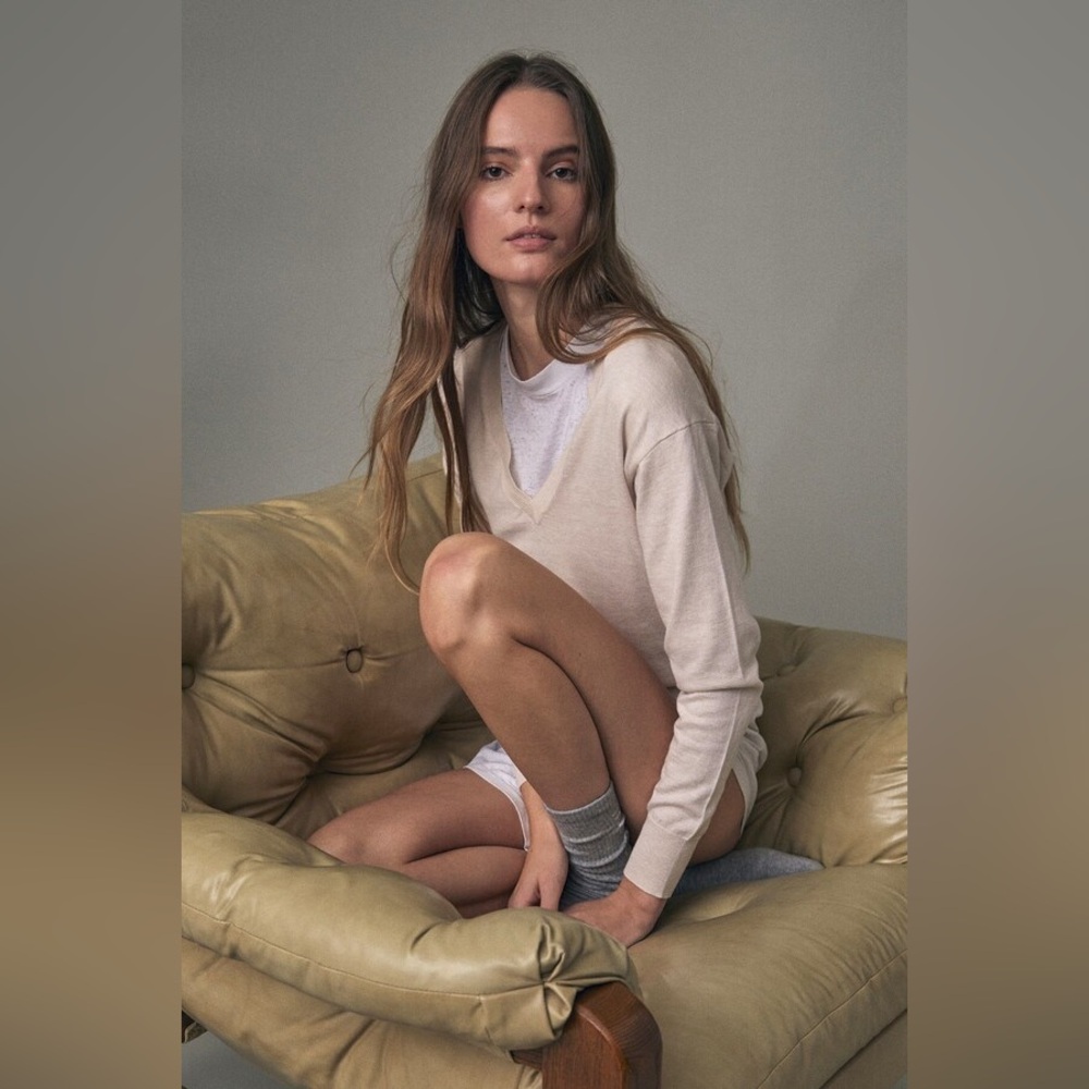 Thakoon Cream V-Neck Sweater